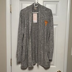 Women’s Gray Open Front Cardigan with University of Tennessee Power T Logo